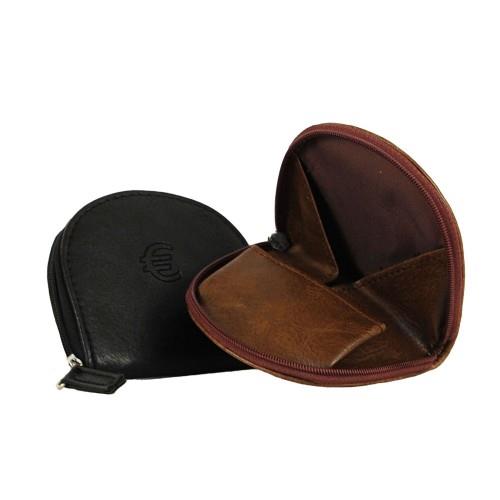 Black Leather Sorting Change Purse