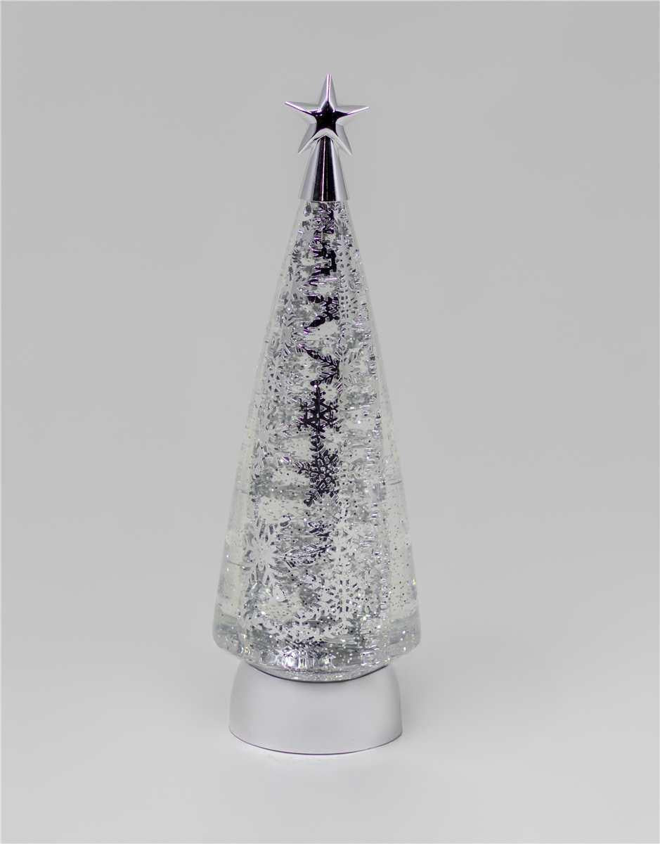 Silver LED Water-Spinning Tree with Rotating Snowflake Pattern