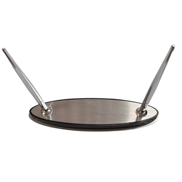 Double Silver Pen Set with Engravable Oval Base – Black Ink