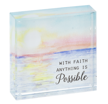 “With Faith Anything Is Possible” Glass Block
