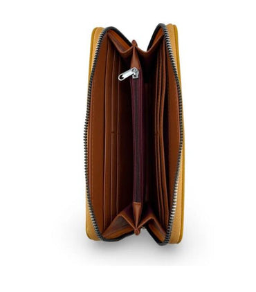 Beige Vegan Leather Zippered Wallet with Card Holders – Soft Touch – 7.5" x 4" x 1"