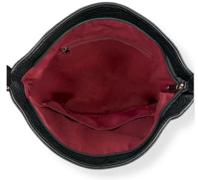 Navy Vegan Leather Shoulder Bag with Multiple Pockets