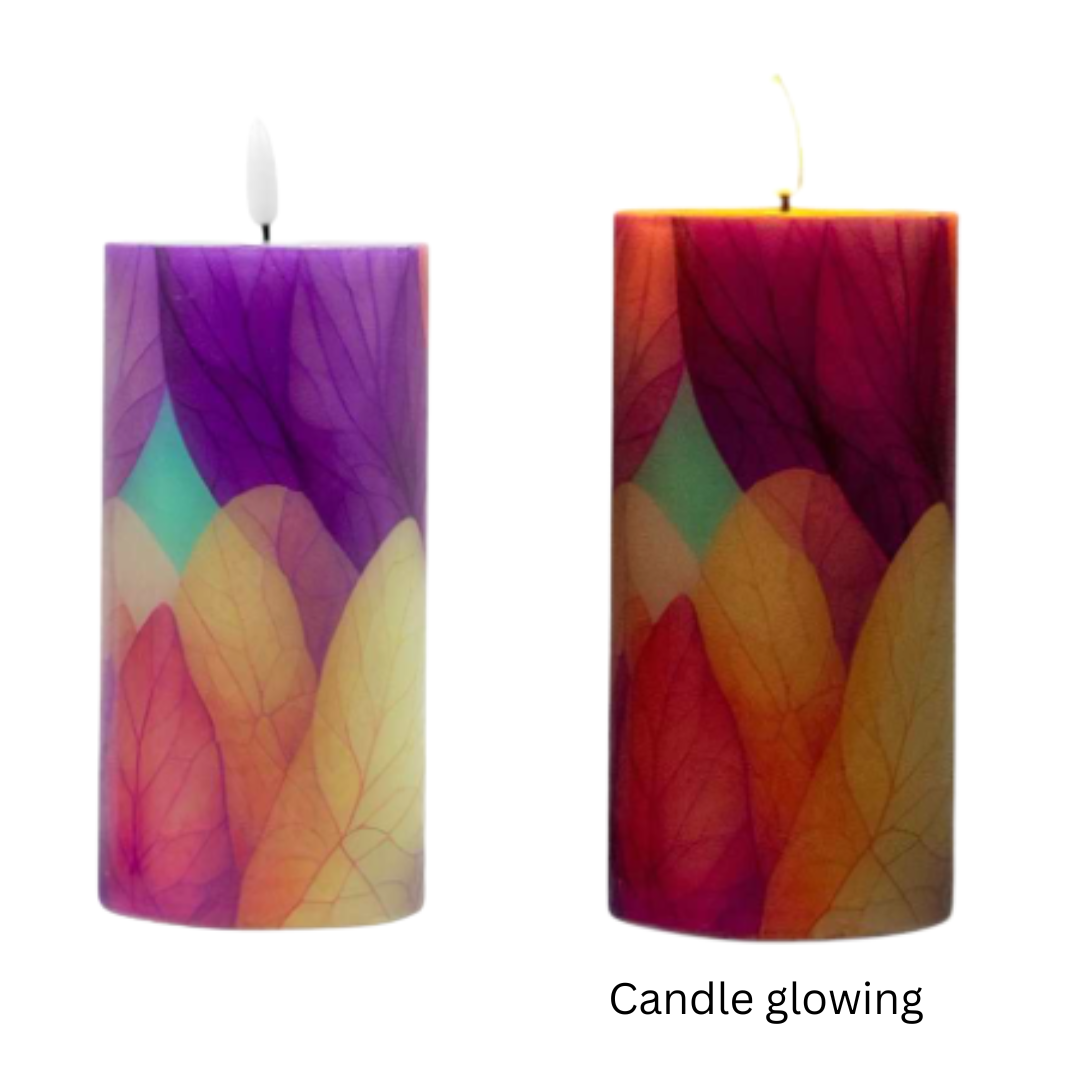 LED Wax Candle with Leaf Pattern