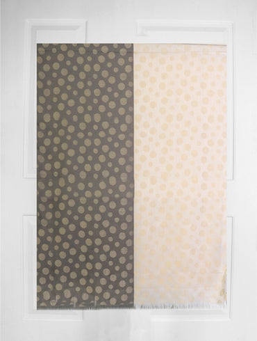 Two-Tone Polka Dot Fashion Shawl Scarf with Cut Tassels – 70.8" x 28"