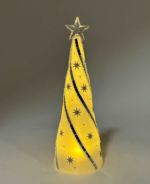LED Small White & Silver Tree with Star Topper