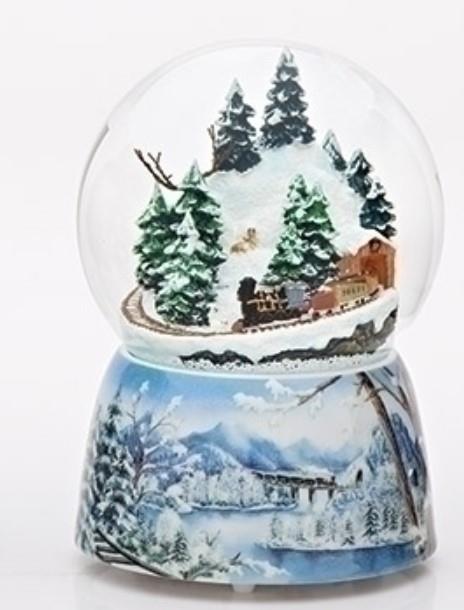 Musical Winter Train Scene Dome – Plays Deck the Halls
