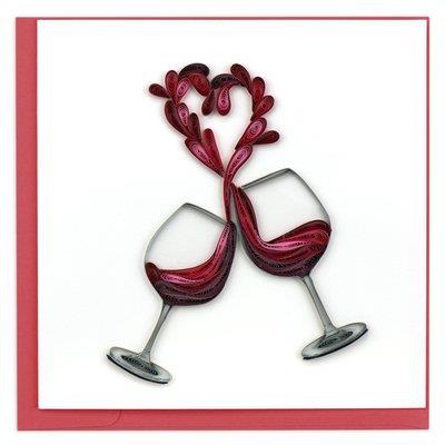 Handmade Quilled “A Toast to Love” Card – 6x6 Blank Wedding & Anniversary Card