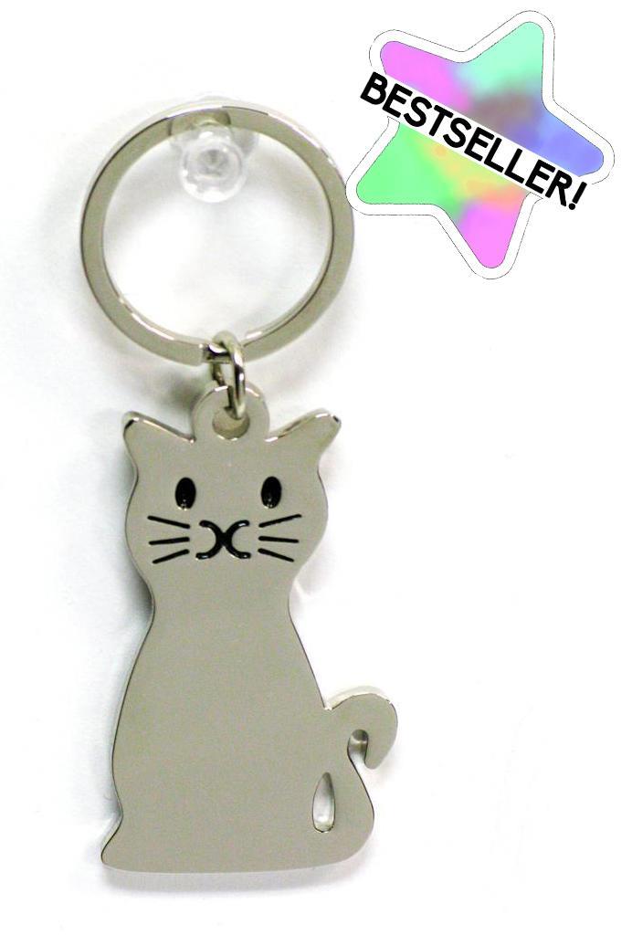 Silver Cat Keychain