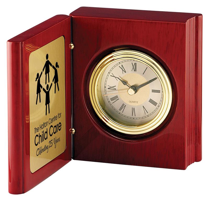 Book Style Rosewood Finish Clock "As is"