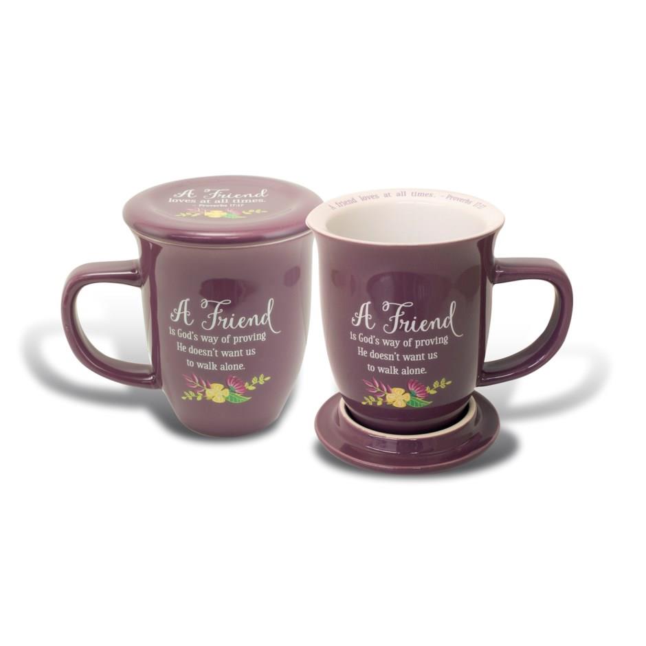 Friendship Ceramic Mug with Inspirational Quotes and Coaste