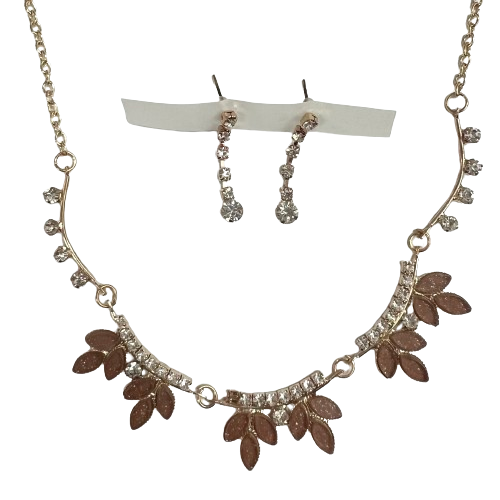 Brown Leaf Necklace and Earring Set