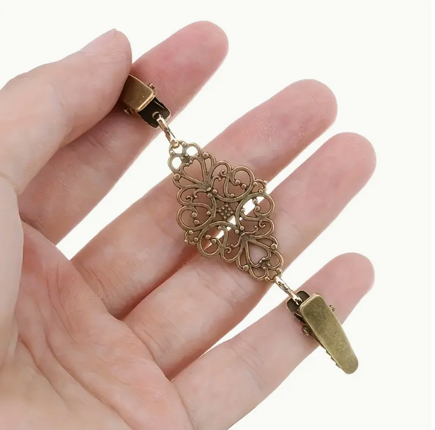 Ornate Antique Gold Sweater Clip