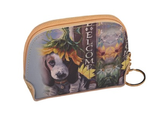 Puppy Change Purse with Sunflowers