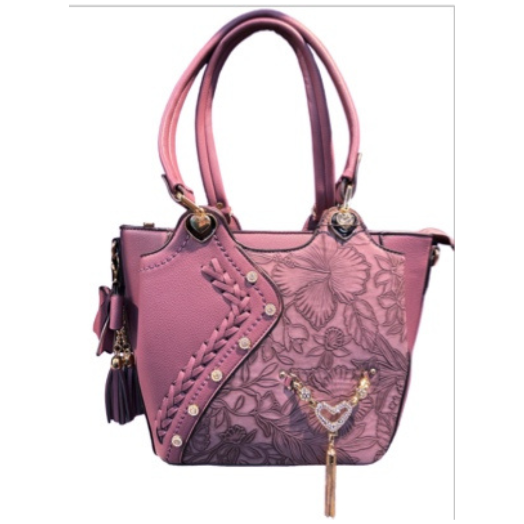 Plum Purse with Rhinestone Heart