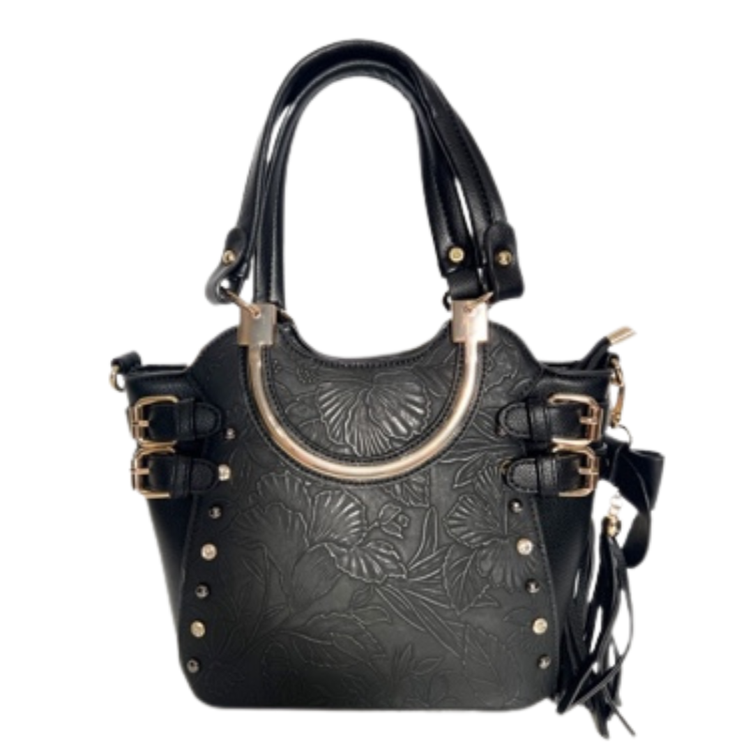 Black Tooled Leather Purse