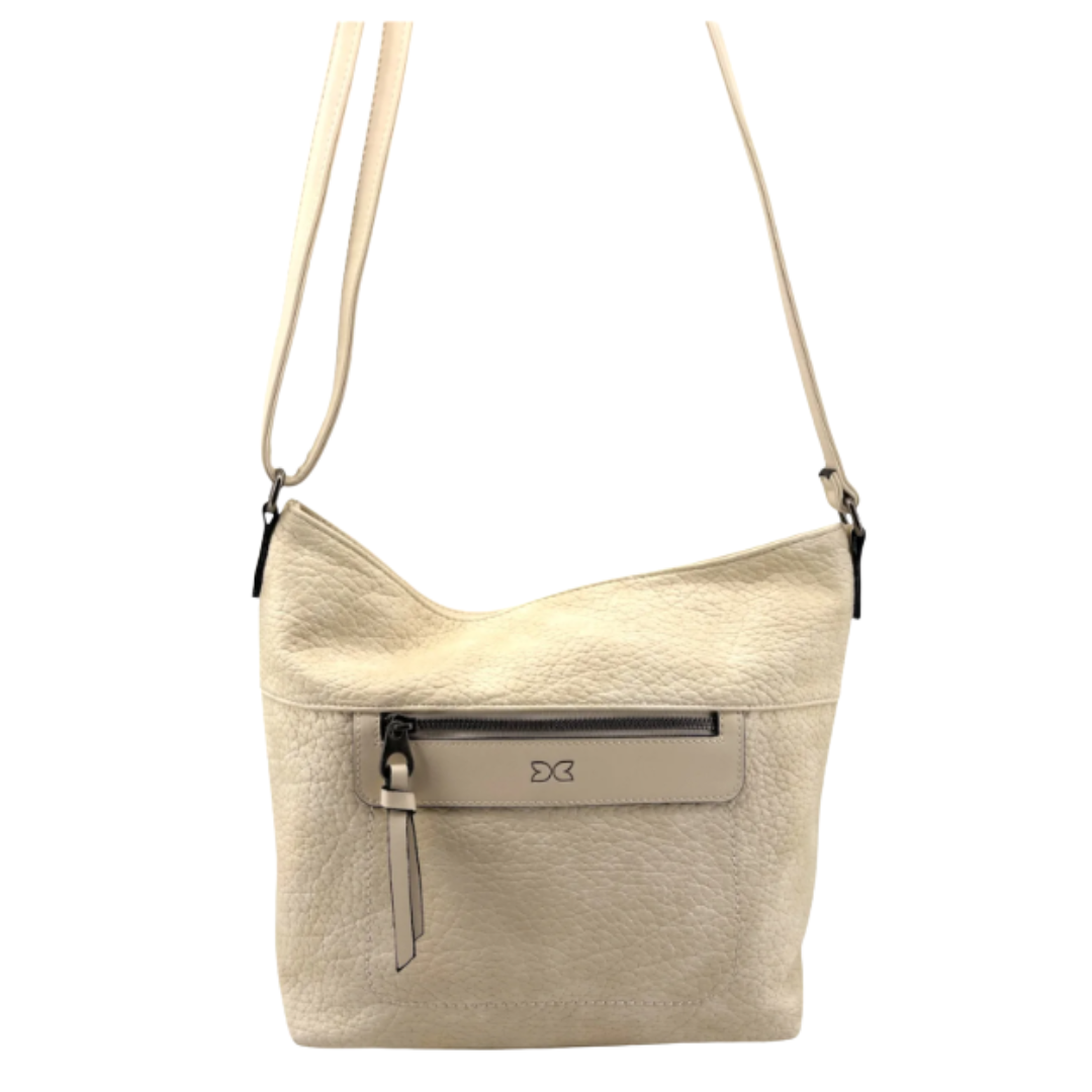 Beige-White Vegan Leather Shoulder Bag
