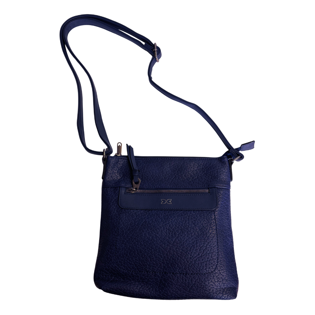 Navy Vegan Leather Shoulder Bag – Compact & Versatile