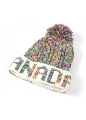 White Knit Hat with “Canada” Band & Pom Pom
