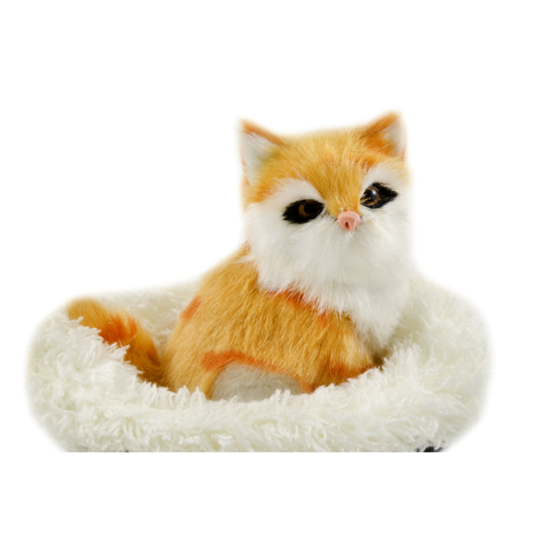 Faux Fur Sitting Orange & White Cat – Meowing