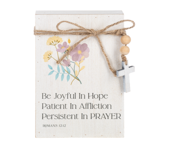 Bible Verse Plaque with Painted Flowers