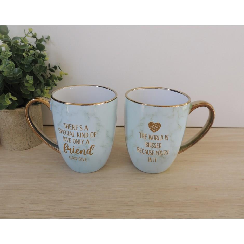 Gold-Handled Marbleized Mug for Friends