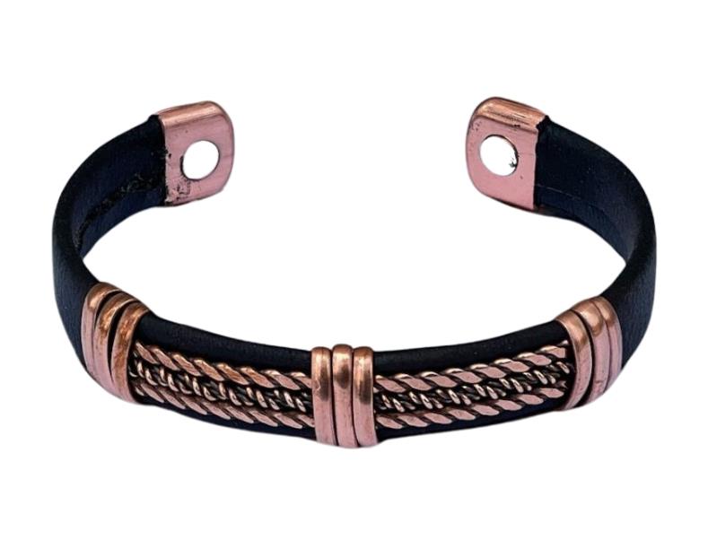 Copper & Leather Magnetic Bracelet – Pain Relief & Wellness