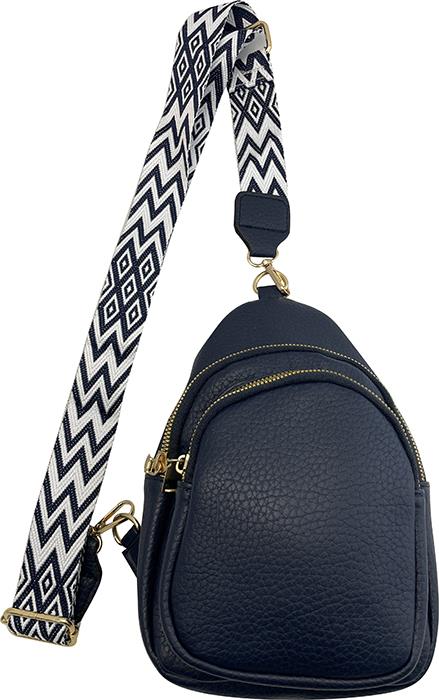 Navy Vegan Leather Crossbody Purse