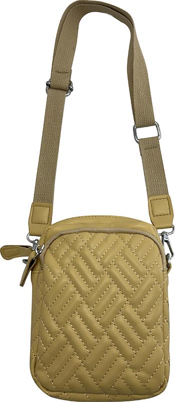 Quilted Pale Yellow Vegan Leather Crossbody Purse