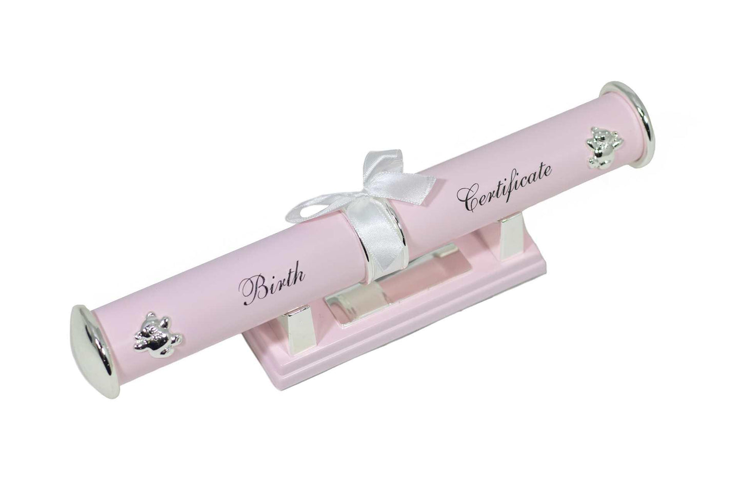 Pink Birth Certificate Holder with Stand