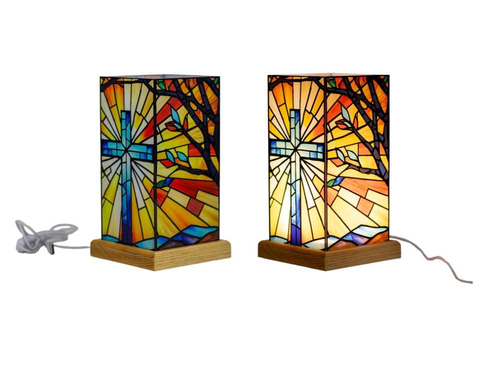 Stained Glass Cross Night Light