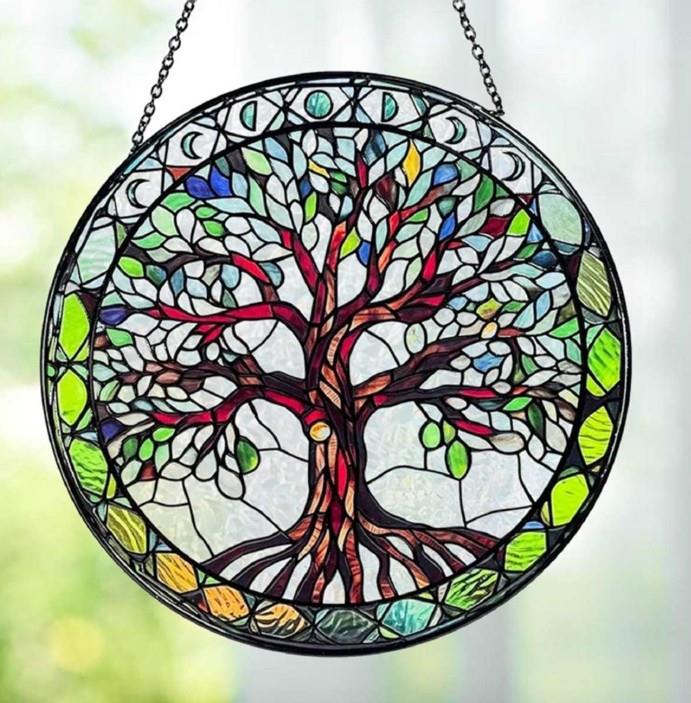 Round Stained Glass Tree of Life Suncatcher