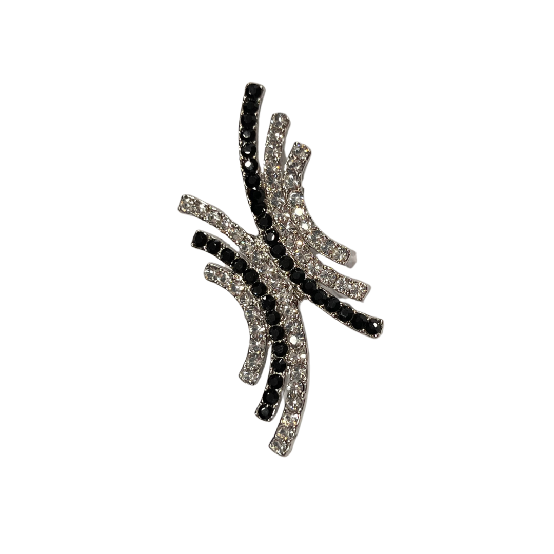 Black & Clear Abstract Brooch