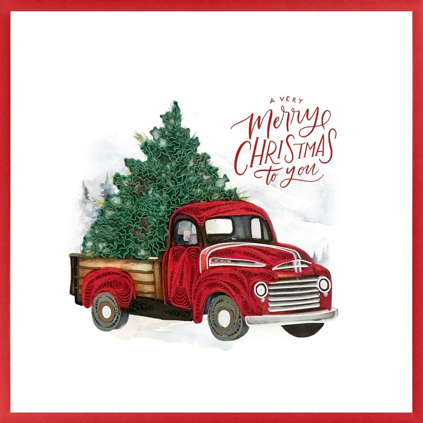 Quilling Christmas Card – Red Truck with Christmas Tree