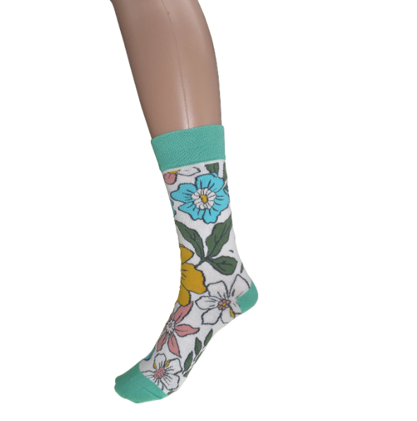 Ladies Flower Garden Green Floral Socks