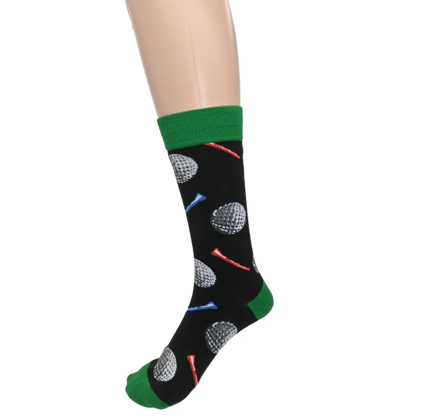 Men’s Black & Green Golf Ball & Tee Socks