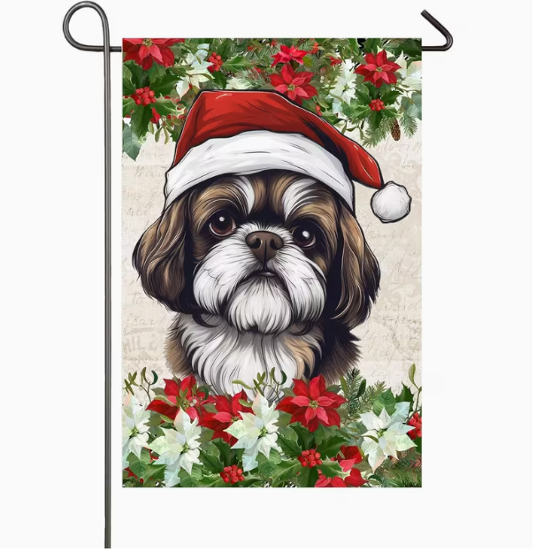 Shih Tzu Dog Christmas Garden Flag