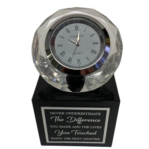 Diamond Clock on Black Base with Sentiment
