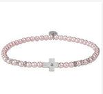 Pearl Bracelet with Side Cross