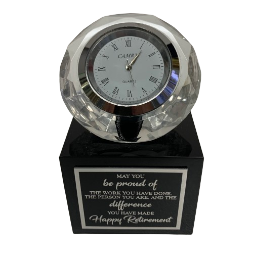 Diamond Clock on Black Base with Sentiment