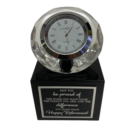 Diamond Clock on Black Base with Sentiment