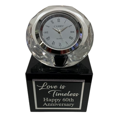 Diamond Clock on Black Base with Sentiment