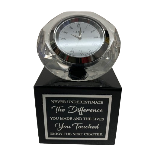 Diamond Clock on Black Base with Sentiment