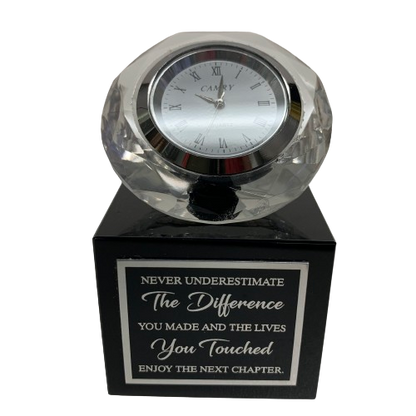 Diamond Clock on Black Base with Sentiment