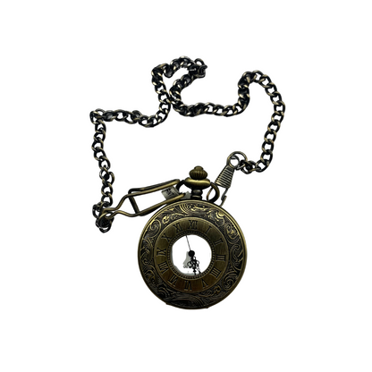 Antique Gold Pocket Watch with Porthole Window and Roman Numerals
