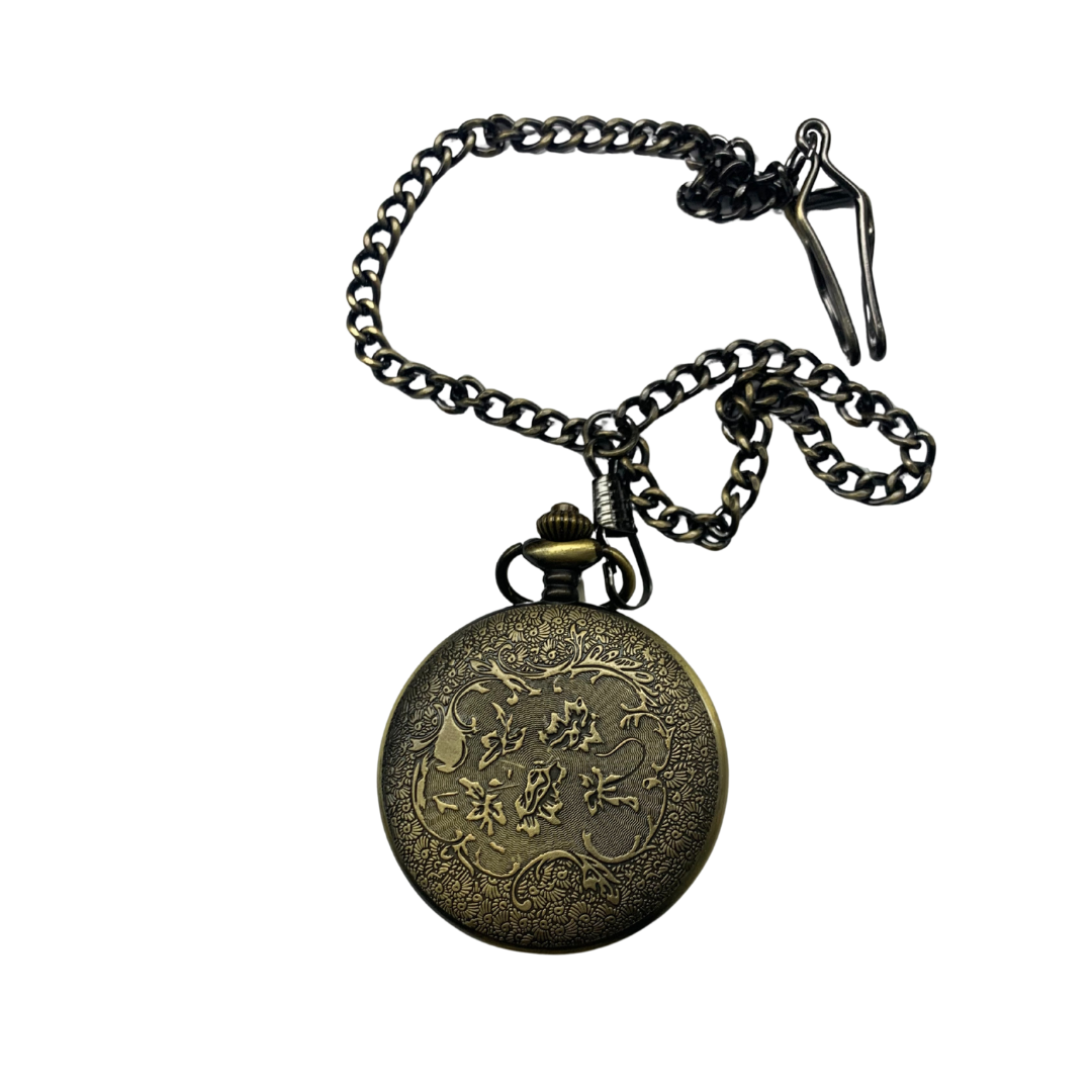 Antique Gold Pocket Watch with Embossed Horse