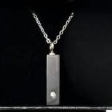 Black Rectangle Urn Necklace With Crystal