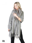 Grey Cape with Faux Fur Trim