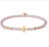 Pearl Bracelet with Side Cross