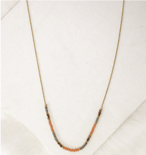 Mid Length Necklace | Delicate Beads. Orange