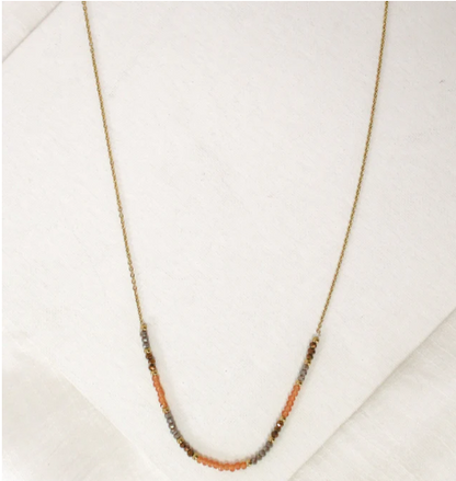 Mid Length Necklace | Delicate Beads. Orange
